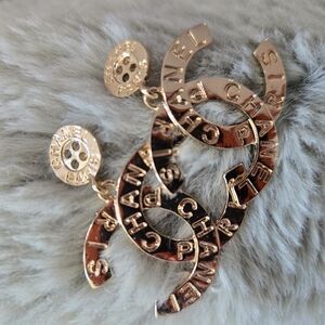 New Chanel Gold Logo Earrings